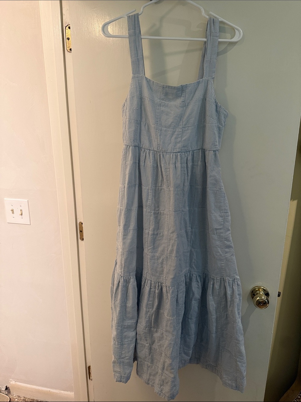 Madewell Light Blue Seersucker Midi Dress